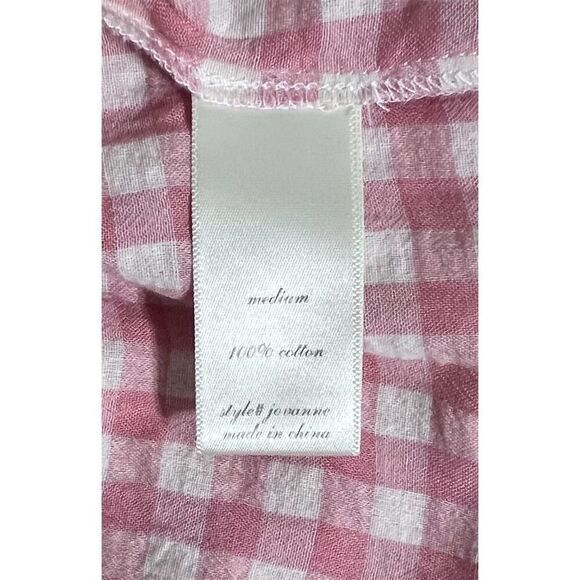 Altar’d State Pink Gingham Tiered Mini Dress Size M Short Sleeve Summer Casual - Picture 8 of 10
